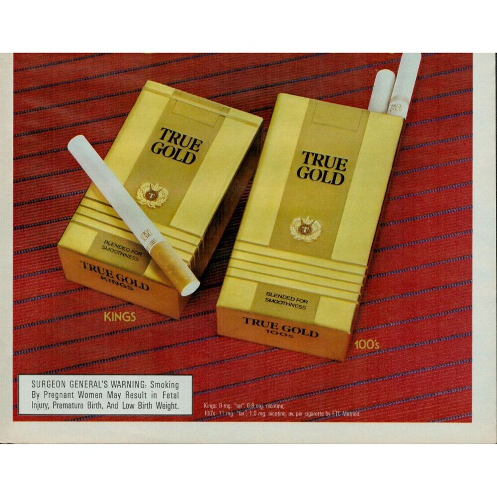 1985 True Gold Cigarettes Vintage Print Ad (L20) - Picture 2 of 3
